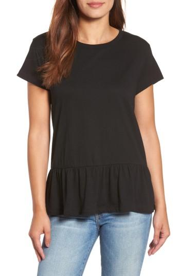 Petite Women's Caslon Peplum Tee P - Black