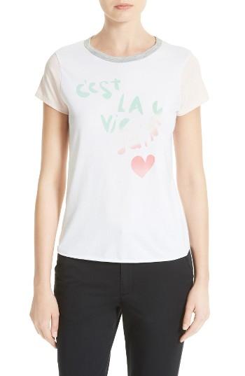 Women's La Vie Rebecca Taylor Logo Graphic Ringer Tee - Ivory