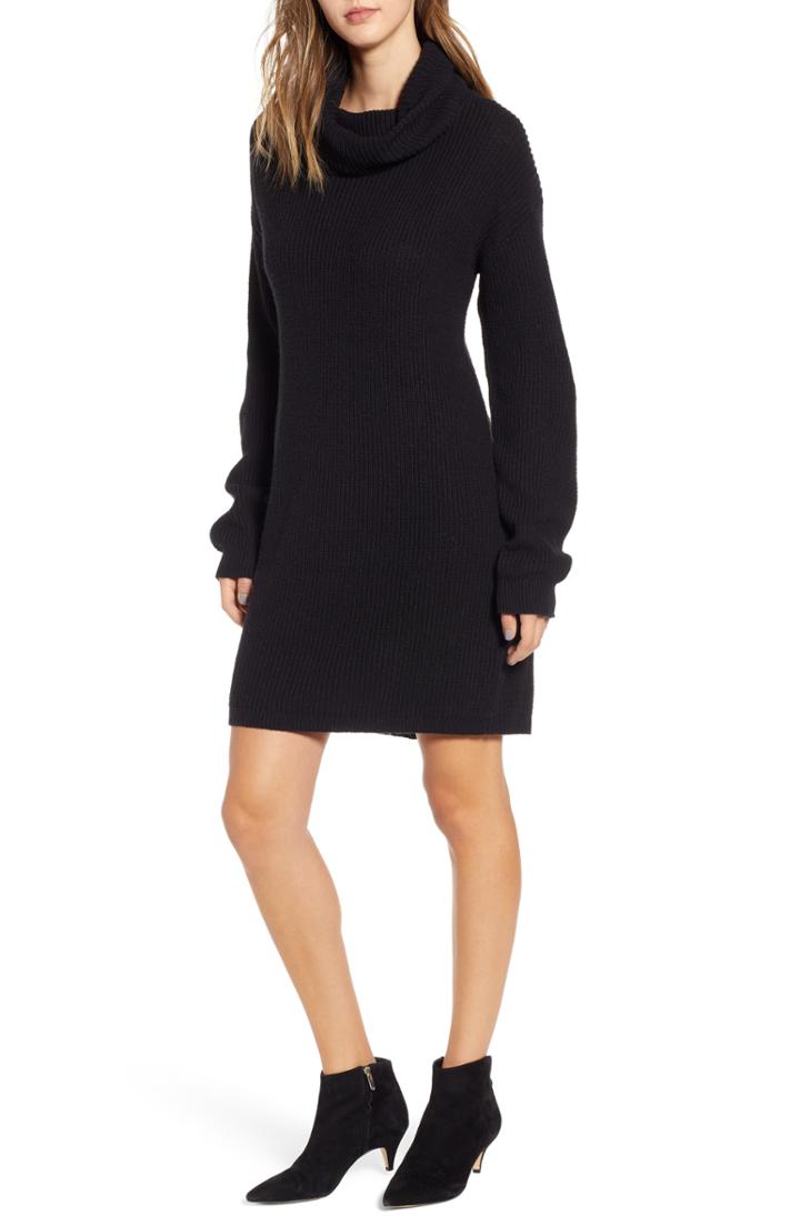 Women's Bp. Cowl Neck Sweater Dress, Size - Black