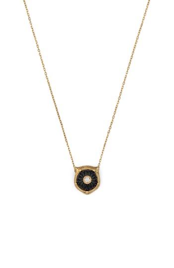 Women's Gucci Feline Head Diamond & Onyx Pendant Necklace