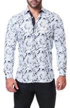 Men's Maceoo Fibonacci Haring Trim Fit Print Sport Shirt (m) - White