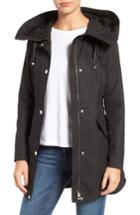 Women's Guess Lace-up Hooded Utility Coat - Black