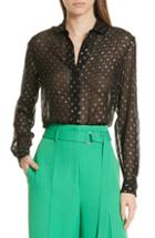 Women's Robert Rodriguez Camille Fil Coupe Silk Blend Chiffon Shirt - Black