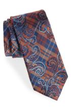 Men's Nordstrom Men's Shop Riscal Plaid Silk Tie, Size - Orange