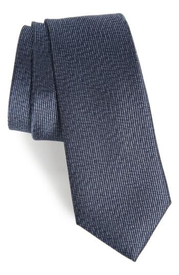 Men's Calibrate Heathered Solid Silk Tie, Size - Blue