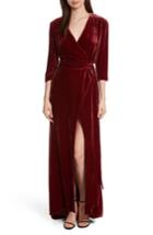 Women's L'agence Rosalind Velvet Maxi Wrap Dress - Red