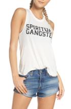 Women's Spiritual Gangster Varsity Muscle Tee - White
