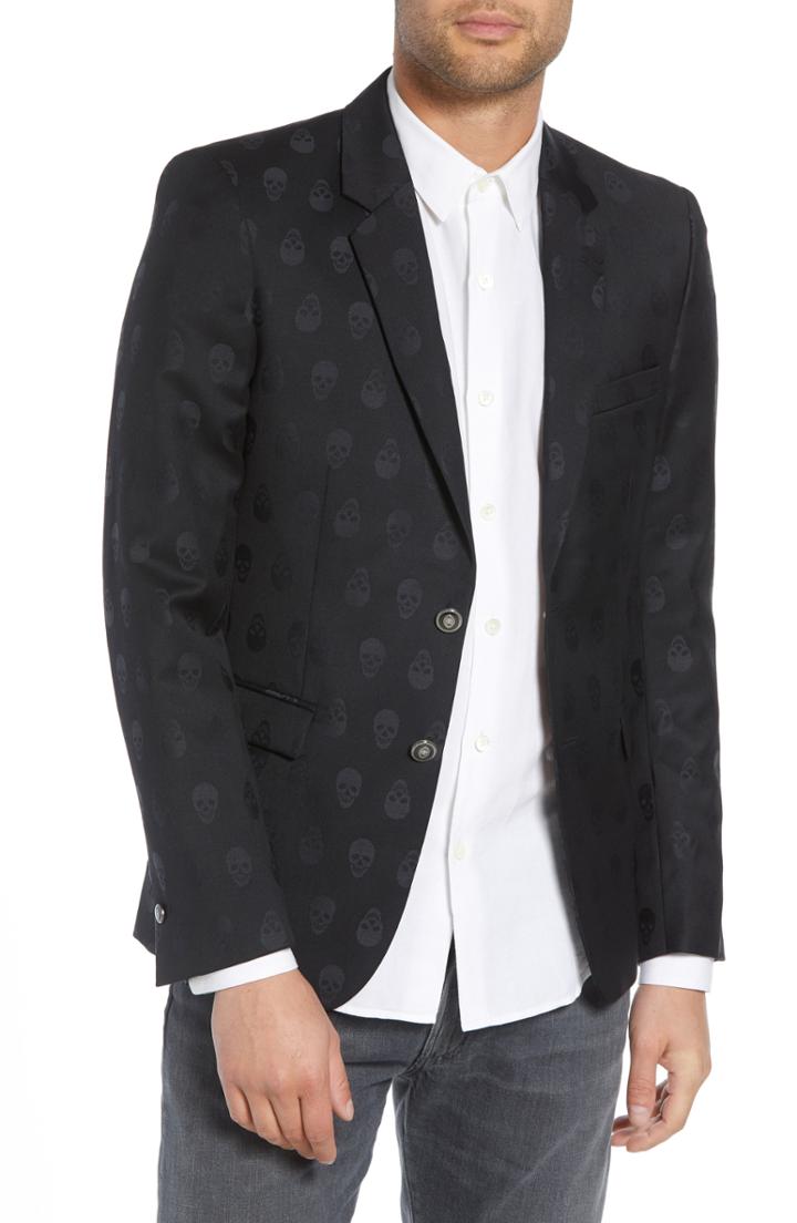 Men's The Kooples Slim Fit Jacquard Wool Dinner Jacket Us / 48 Eu - Black