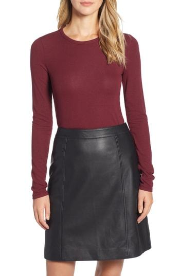 Women's Halogen Skivvy Fine Rib Crewneck Tee - Burgundy