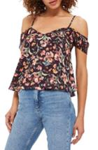 Women's Topshop Iris Print Off-the-shoulder Camisole Us (fits Like 0) - Burgundy