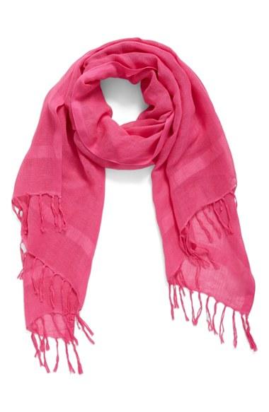 Women's Caslon Linen Blend Scarf, Size - Pink