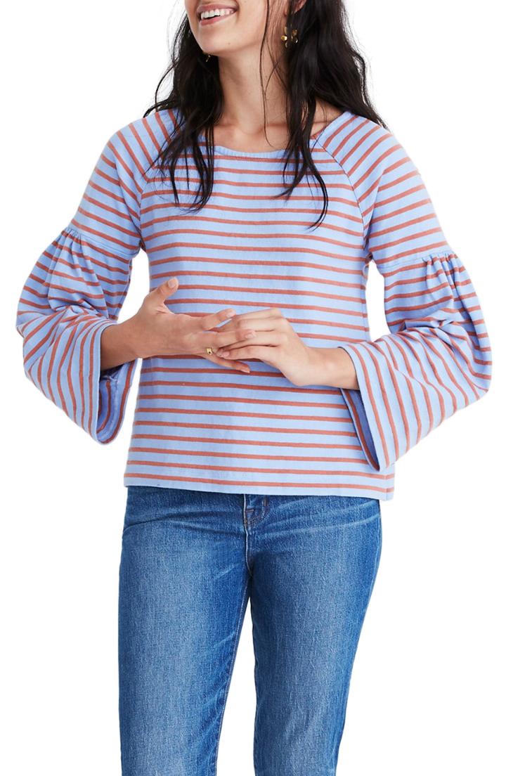 Women's Madewell Shirred Sleeve Sailor Top, Size - Purple
