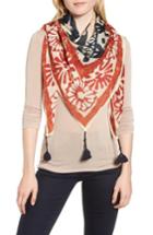 Women's Tory Burch Tassel Wool & Silk Scarf, Size - Beige