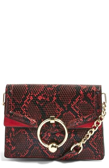 Topshop Selina Snake Effect Crossbody Bag - Red