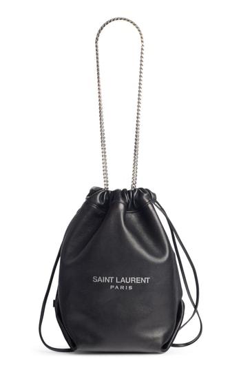 Saint Laurent Teddy Leather Bucket Bag - Black