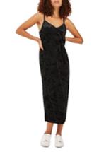 Women's Topshop Crushed Velvet Midi Slipdress Us (fits Like 0-2) - Black