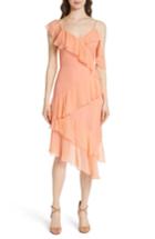 Women's Alice + Olivia Olympia Asymmetrical Silk Chiffon Dress - Coral