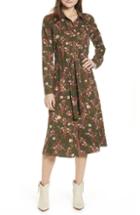 Women's Bp. Floral Midi Dress, Size - Green
