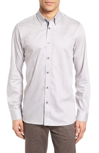 Men's Ted Baker London Tidal Extra Slim Fit Print Sport Shirt (m) - Grey