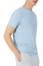 Men's Topman Crewneck Stripe T-shirt, Size - Blue