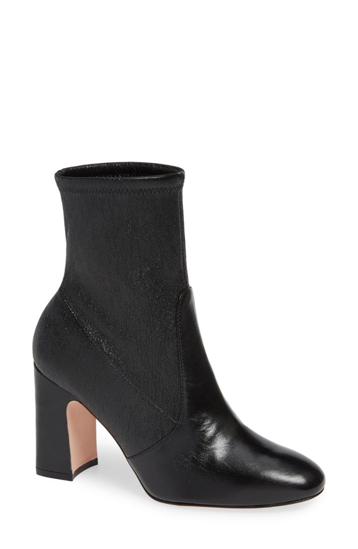 Women's Stuart Weitzman Niki Block Heel Bootie .5 M - Black