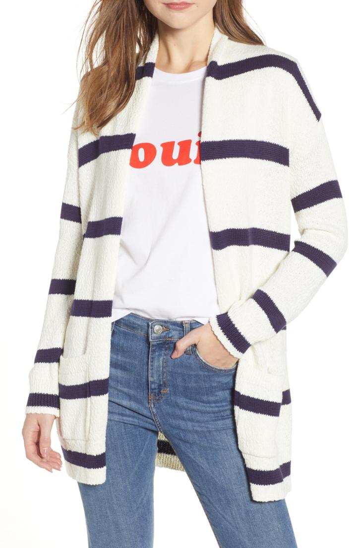Women's Bp. Castaway Stripe Cardigan, Size - Ivory