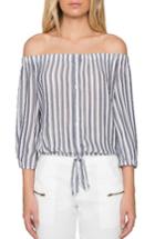 Women's Willow & Clay Stripe Off The Shoulder Shirt - Blue