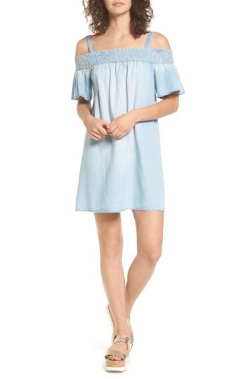 Women's As U Wish Smocked Chambray Off The Shoulder Dress