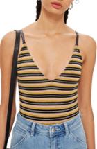 Women's Topshop Stripe Bodysuit Us (fits Like 0) - Black