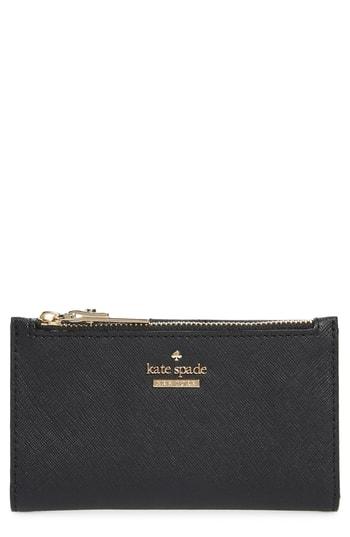 Women's Kate Spade New York Cameron Street - Mikey Crosshatched Leather Wallet - Black