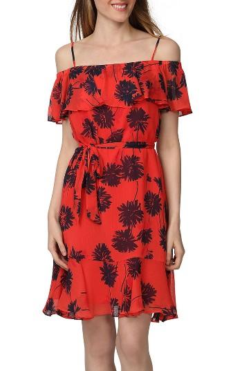 Women's Donna Morgan Belted Print Off The Shoulder Dress