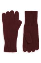 Women's Halogen Rib Knit Cashmere Gloves, Size - Burgundy