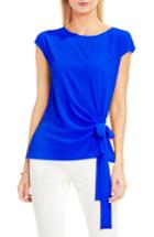 Women's Vince Camuto Mixed Media Tie Front Blouse - Blue