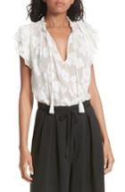 Women's Ulla Johnson Reine Silk & Cotton Jacquard Blouse - White