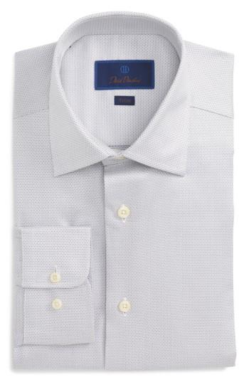 Men's David Donahue Trim Fit Microdot Dress Shirt 32/33 - Grey
