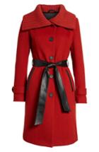 Women's Mackage Flat Wool Knit Collar Coat - Red