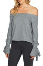 Women's 1.state The Cozy Tie Sleeve Off The Shoulder Sweater - Grey