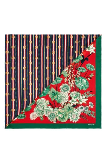 Women's Gucci Bouquet Chain Silk Twill Scarf, Size - Green