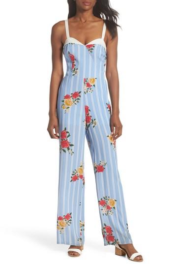 Women's Adelyn Rae Iris Floral Print Jumpsuit - Blue