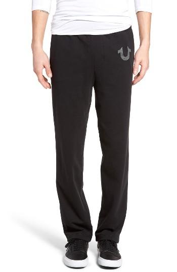 Men's True Religion Brand Jeans Open Leg Sweatpants - Black