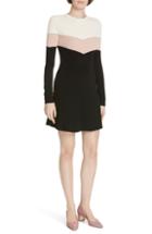 Women's Red Valentino Colorblock Ribbed Fit & Flare Dress, Size - Black
