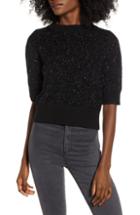 Women's Endless Rose Sparkle Crop Sweater - Black