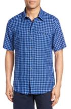 Men's Zachary Prell Ray Plaid Linen Sport Shirt, Size - Blue