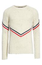 Men's Moncler Stripe Donegal Crewneck Sweater - Ivory
