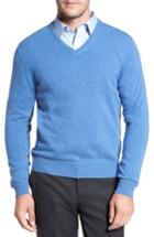 Men's David Donahue Cashmere V-neck Sweater, Size - Blue