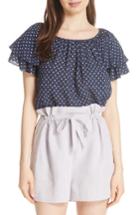 Women's Rebecca Taylor Ikat Dot Ruffle Sleeve Top - Blue