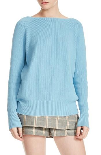 Women's Maje Moon Crisscross Back Rib Knit Sweater - Blue
