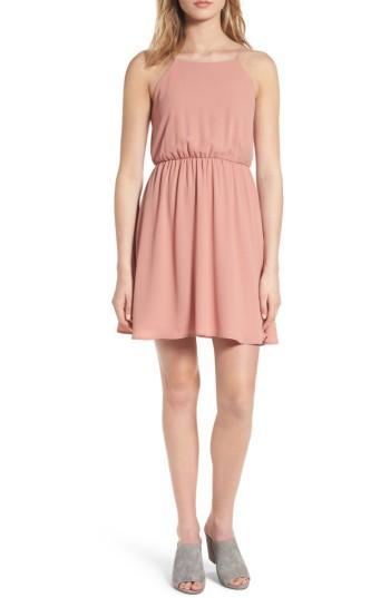 Women's Lush Back Tie Blouson Dress - Pink