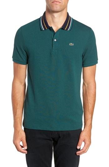 Men's Lacoste Slim Fit Fancy Pique Polo (s) - Green