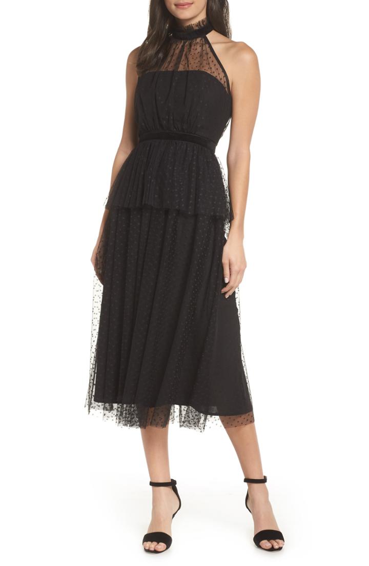 Women's Avec Les Filles Tiered Tulle Dress - Black